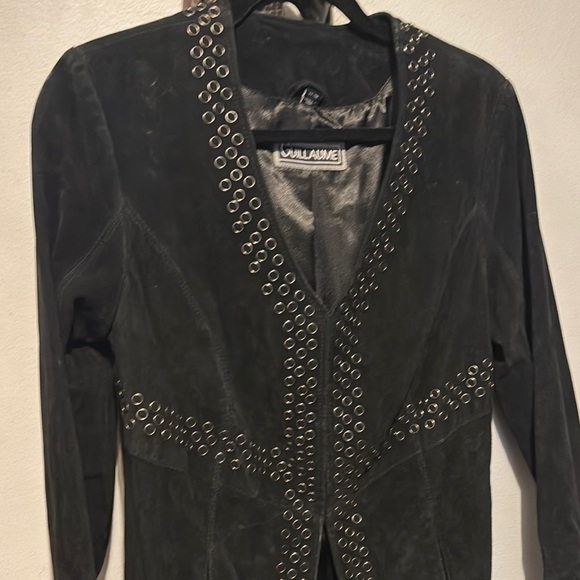 Black Women's Suede Jacket with Studded Detailing - Picture 7 of 12